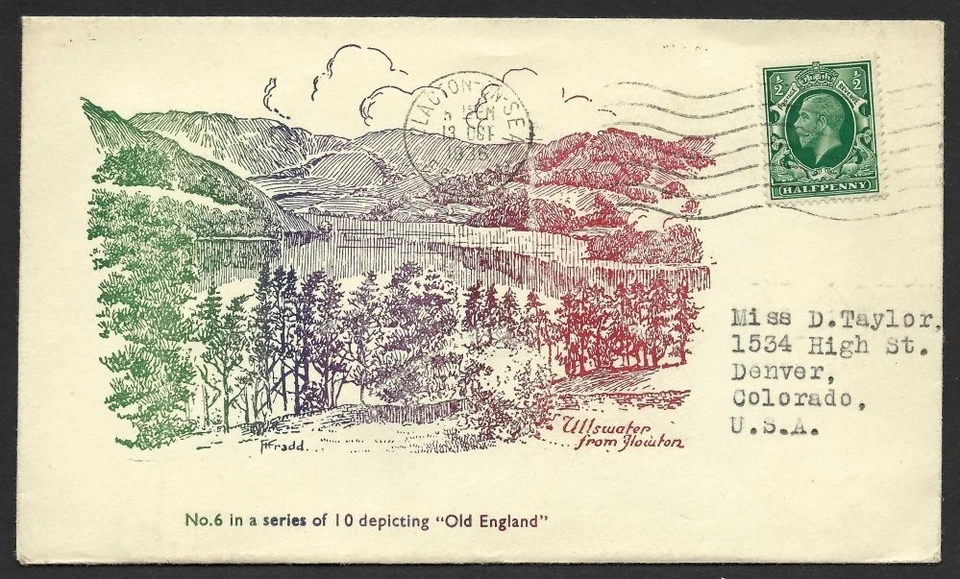 KGV sg439 on 1936 sponsored illustrated cover - Ullswater - Изображение 1 из 1