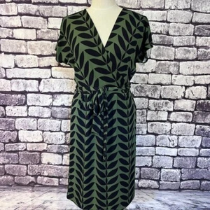 Ann Taylor grün & schwarz Kurzarm Wickelkleid Größe 8 - Bild 1 von 10
