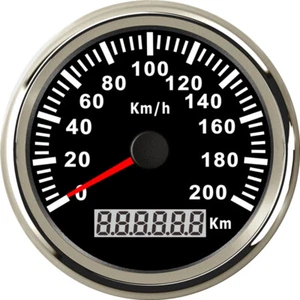85mm Black GPS Speedometer 200KM/H Stainless Gauge For Auto Truck Marine Red LED - Picture 1 of 7