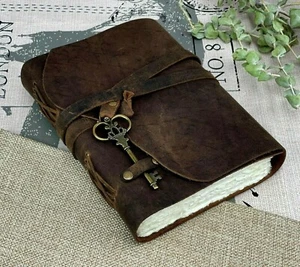Journal Leather Notebook Diary Genuine Handmade Deckle Edge Cotton Paper - Picture 1 of 10