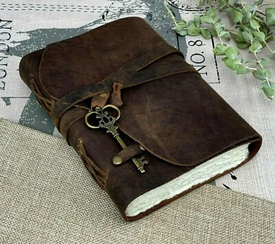 Journal Leather Notebook Diary Genuine Handmade Deckle Edge Cotton Paper  - Image 1 of 4