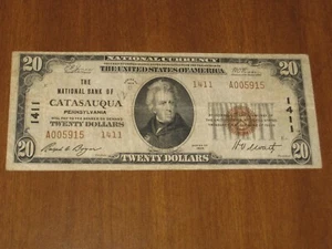 1929 $20 Type 2 National Bank Note - The NB of Catasauqua Pennsylvania Ch#1411 - Picture 1 of 2