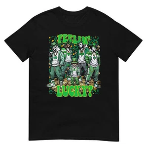 Funny Feelin' Lucky Funny St. Patrick’s Day Horror Mashup T-Shirt - Picture 1 of 18