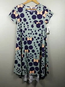 NUEVO CON ETIQUETAS: Vestido LulaRoe Disney Carly Azul Claro Púrpura Minnie Mouse, X Pequeño, XS - Imagen 1 de 14