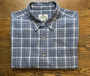 Woolrich Shirt Mens Large Plaid Blue Gray Short Sleeve Button Down Casual +🎁 - Picture 1 of 15