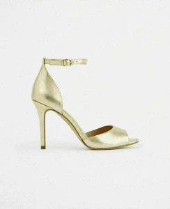 NUEVO EN CAJA Zapatos para mujer Ann Taylor LUCILLE Peep Toe Gold tacones correa al tobillo 9.5, 10 - Imagen 1 de 2