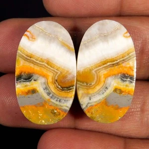 41.55Cts. Natural Bumblebee Jasper Pair Oval Cabochon Reiki Loose Gemstone - Picture 1 of 3