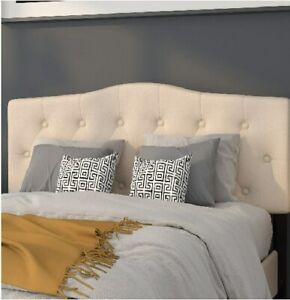 Cambridge Tufted Upholstered Full Size Headboard In Beige Fabric