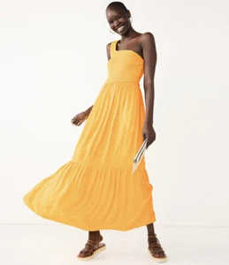 Women's Nine West One-Shoulder Smocked Maxi Dress Large - Picture 1 of 3