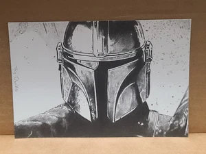 The Mandalorian Graphite Pencil Original Sketch Card Art 6x4 inches. - Picture 1 of 5
