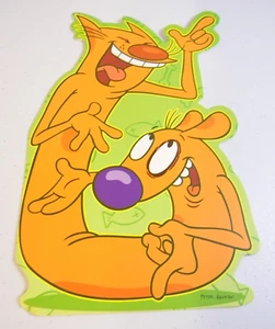 Tarjeta de felicitación de cumpleaños grande Nickelodeon Cat-Dog de colección troquelada gato perro tarjeta - Imagen 1 de 3
