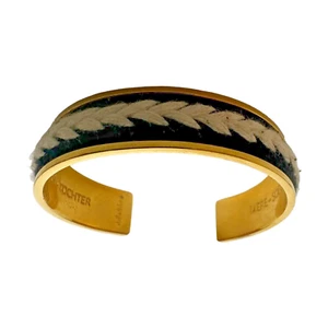 STELLA & DOT ILLUMINATE Mother Daughter Sister Bracelet Gold Black CUFF 2-1/4" - Picture 1 of 11