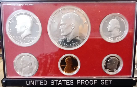 1976 S Proof Set US Mint Orig. Government Package Cameo IKE dollar 6 GEM coins A Cover