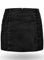 Echtes Leder mini falda de cuero rock mini falda negro cordones real Leather l k27
