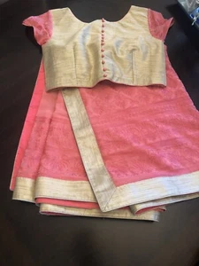 New ⚡️Sale ⚡️SALE ⚡️Peach Chikankari Work Saree/stitched blouse - Picture 1 of 12