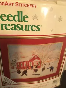 Crewel Needle Treasures Country School Boys will be Boys Snowball Kit 16X12 - Picture 1 of 2