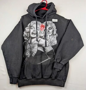 Men's Hoodie Large Black Cry Later Marilyn Monroe Graphic Fleece Lined Pullover - Picture 1 of 5