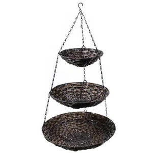 Hängekorb Hängeetagere Küche Obstampel 3 Korb hängend Landhaus Polyrattan braun - Bild 1 von 8