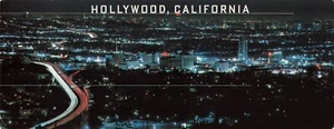 Hollywood di notte veduta aerea CA cartolina d'epoca LUNGA - Foto 1 di 2