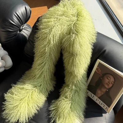 Women's Real Mongolian Fur Scarf Winter Scarves Warm Collar Shawl Neckerchief - Image 1 of 4