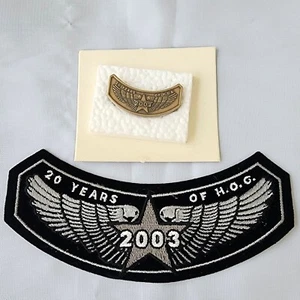 HOG 20 Years Patch & Pin Set Motorcycle Biker Embroidered Applique Rare NOS OG - Bild 1 von 5