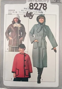 SIMPLICITY 8278 VTG 70s Fashion Sew Pattern UNCUT Coat Jacket Hood detach 14 16 - Picture 1 of 7