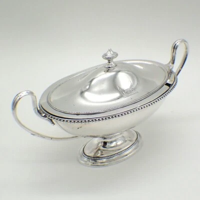 Barco de salsa cubierto Thomas Chawner plata esterlina Londres 1786 cresta Foto 1 de 4