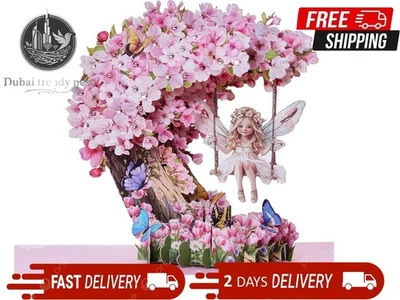 3D Pop-Up Fairy Garden Birthday Card – Sparkling Rhinestone Greeting Card - Image 1 of 4