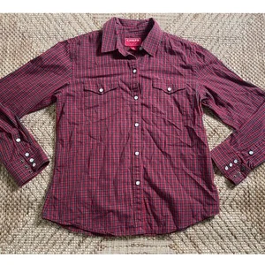 CHAPS Denim Metal Snap Casual Long Sleeve Button Front Boys Shirt 100% cotton - Picture 1 of 7