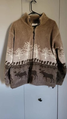 Chaqueta polar Black Mountain cremallera completa tostada negra alce talla M Foto 1 de 4