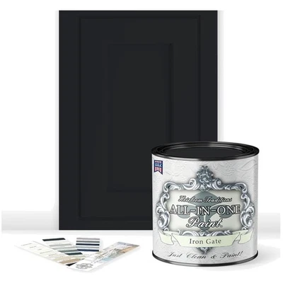 Быстросохнущий шкаф и мебельная краска - 32 унц железные ворота черные, с цветной картой - Изображение 1 из 4