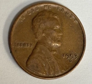 ERROR - 1953-D LINCOLN WHEAT CENT DIE CHIP ON THE "5" IN THE DATE - Picture 1 of 4