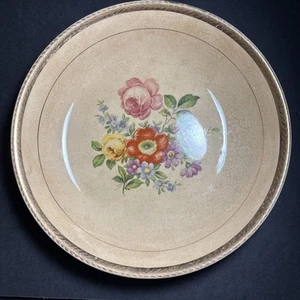 Vintage Goldenware By Sebring 22K Gold Trim Salad Bowl 7 3/4” D Floral Design - Picture 1 of 7
