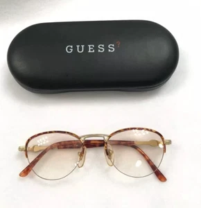 Guess Tortoise Rx Round Eyeglasses Metal & Plastic Frame With Case - Picture 1 of 4