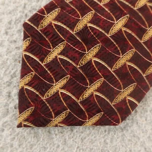 Cravatta Stafford bordeaux rosso oro geometrica 100% seta 4" - Foto 1 di 7