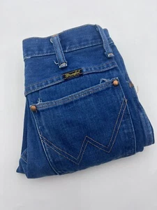 Vintage 70s 80s WRANGLER 401 SNVR Jeans Blue Denim Mens 27x28 Made in USA 24" - Picture 1 of 15