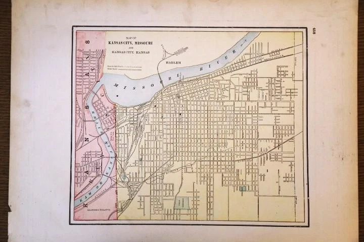 1897 MAPA RARO ANTIGO ATLAS FERROVIÁRIO CRAM-KANSAS CITY-ESTADOS UNIDOS - Imagem 1 de 1