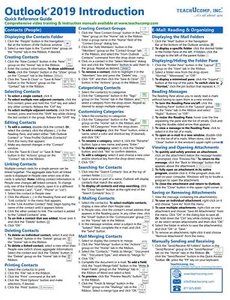 Outlook 2019 Training Guide Quick Reference Card 4 Page Cheat Sheet Instructions - Picture 1 of 4