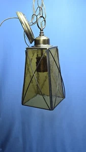 MID CENTURY Spanish Revival AMBER Bubble GLASS BRASS PORCH LANTERN PENDANT LIGHT - Picture 1 of 5
