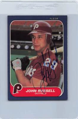1986 Fleer #448 John Russell Phillies Signed Auto *G4661 - Image 1 of 2