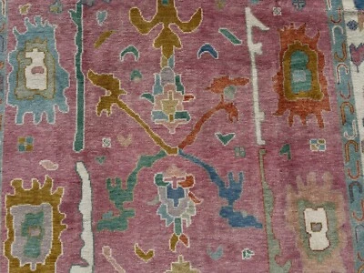 9x12 COLORFUL OUSHAK RUG PINK HANDMADE handwoven oriental modern blue green new - Image 1 of 4