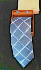 Y&G - BLUE SILK TIE WITH MATCHING CUFFLINKS - FASHION OF THE MOMENT - Picture 1 of 3