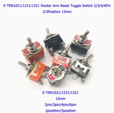 E-TEN1021/1221/1321 Kipphebel Reset Kippschalter 2/3/4/6polig 2/3Position 12mm - Bild 1 von 4