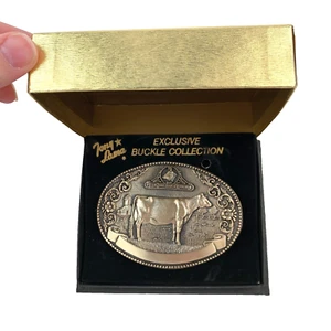 Tony Lama Milking Shorthorn Breed Series Brass Belt Buckle First Edition - Picture 1 of 6