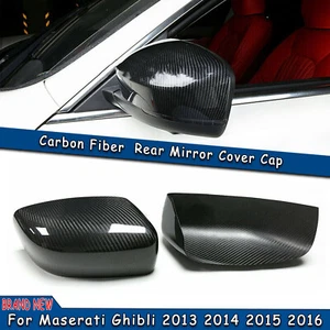Carbon Fiber Side Mirror Cover for 13-16 Maserati Ghibli Quattroporte Sedan A - Picture 1 of 8