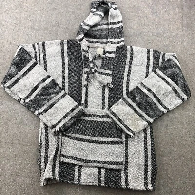 BAJA Sudadera con Capucha Hombres Grande Gris Rayas Capucha Pullover Southwestern Surf Foto 1 de 4