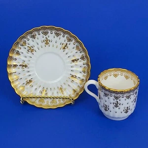 Spode Gold Fleur De Lys mezza tazza & salso osso Cina Y.8063 Inghilterra - Foto 1 di 10