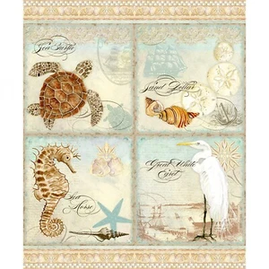 Coastal Waterways by Postcards Fabric Quilt Panel 36 X44 - Picture 1 of 5