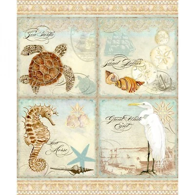 Coastal Waterways by Postcards Fabric Quilt Panel 36 X44 - Image 1 of 4
