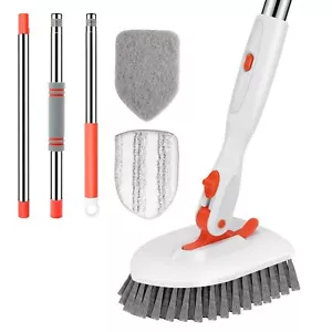 Floor Scrub Brush 3in1 Tile Tub Floor Scrubber With 52inch Adjustable Long Handl - Picture 1 of 7